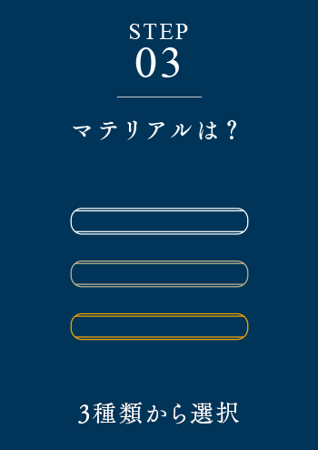 STEP03 マテリアルは? 3種類から選択